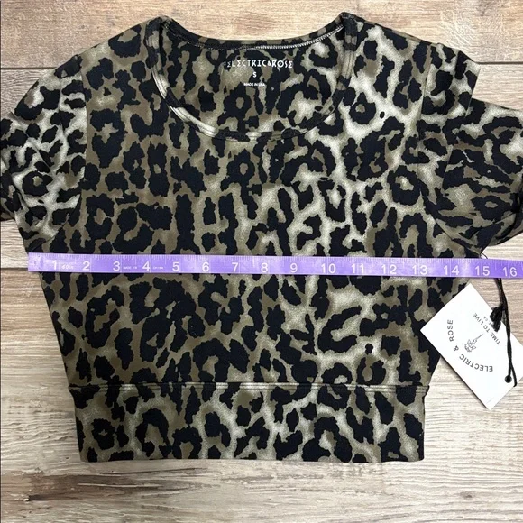 NWT Electric & Rose Kennedy Long Sleeve Crop Top Small Leopard - Picture 5 of 8